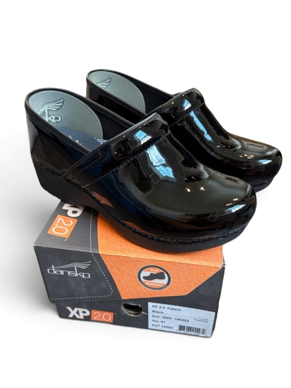 Dansko XP 2.0 Black Patent Leather Clogs Women’s 41 (10.5) NIB